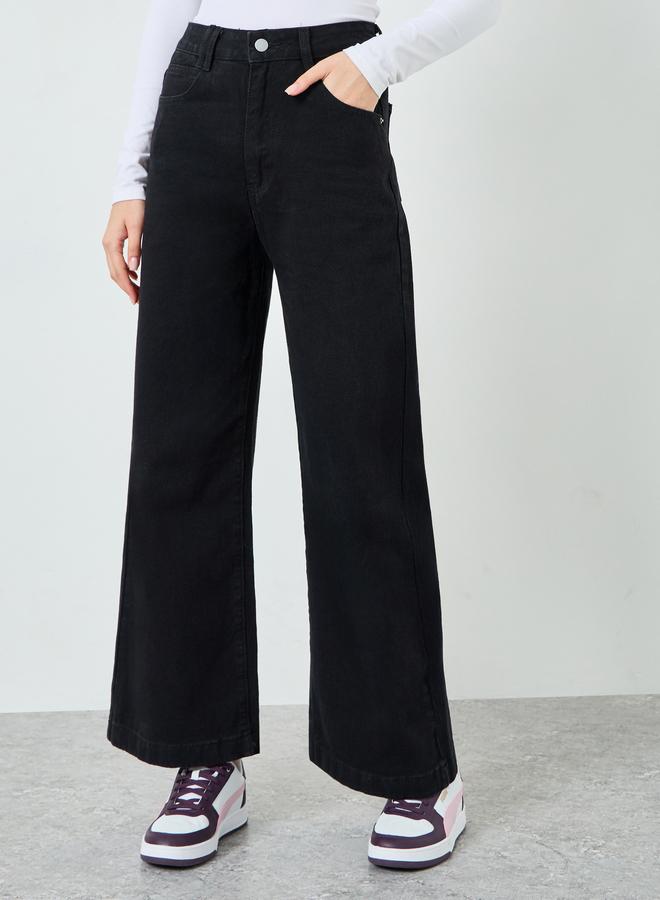 Styli Women Black Wide Leg Jeans - Image 1